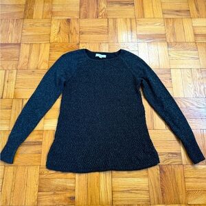 Loft Size M Black crewneck cotton/viscose sweater with sparkle. Like new